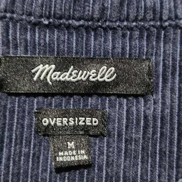 MADEWELL Variegated Corduroy Button Up Shirt Womens Medium Blue Oversized Casual - Picture 5 of 9